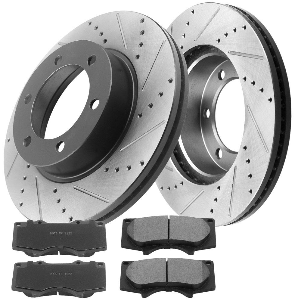 Motorbymotor Front Brake Rotors 319mm Drilled & Slotted Design Brake Rotor & Brake Pad kit Fits for Toyota Tundra,Toyota Sequoia,Toyota Sequoia