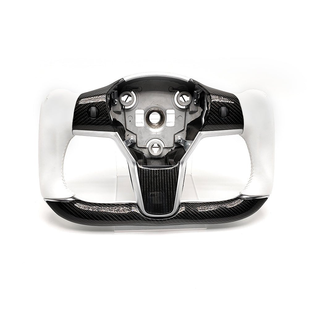 Customized Gold Forged Carbon Fiber Yoke Steering Wheel for Tesla Model 3 & Model Y Steering Wheel Upgrade | Tlyard