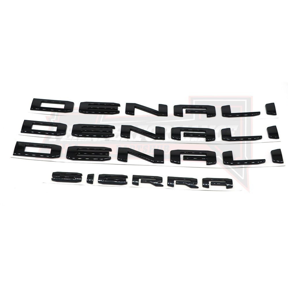Denali Gloss Black Emblem Letters 4PCS Sierra Truck Upgrade