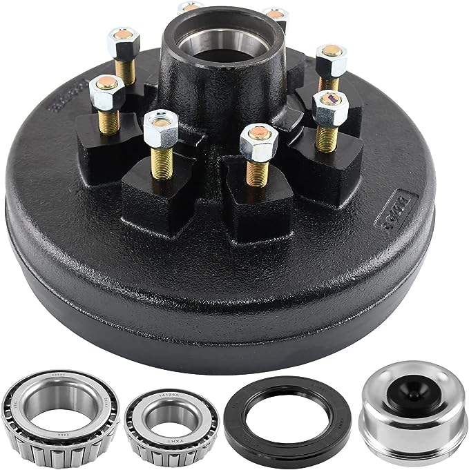 Trailer Brake Drum 12"x2" Heavy Duty 8 on 6.5" Bolt Circle for 7000 lbs Axle Trailer Brake Hub 008-219-04, 22004k