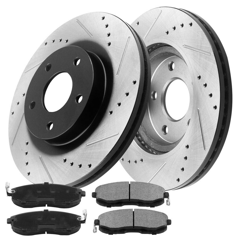 Chevy Impala 2006-2013 Front Drilled Rotors plus Ceramic Brake Pads