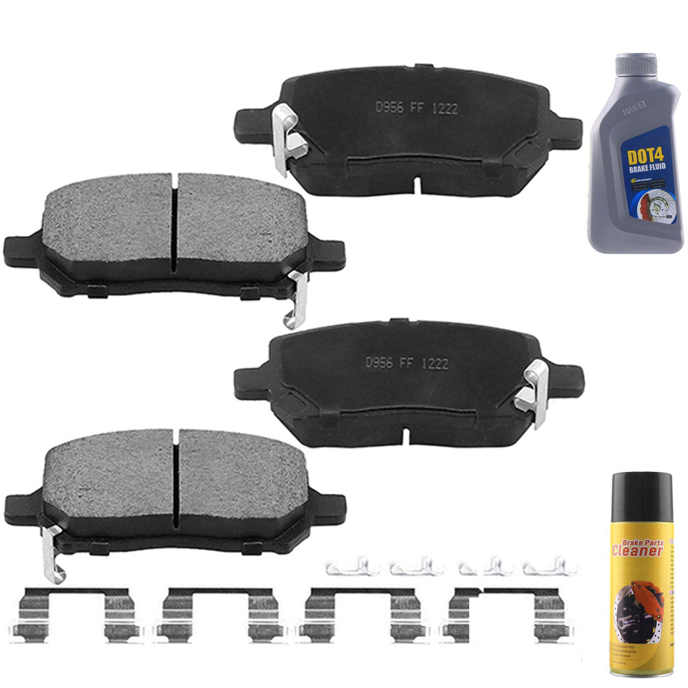 Geekstop Ceramic Front Brake Pads Kit Fit for 2005-2010 Chevrolet Cobalt, 2007-2010 Pontiac G5, 2004-2007 Saturn Ion - 4pcs- with Cleaner + Fluid