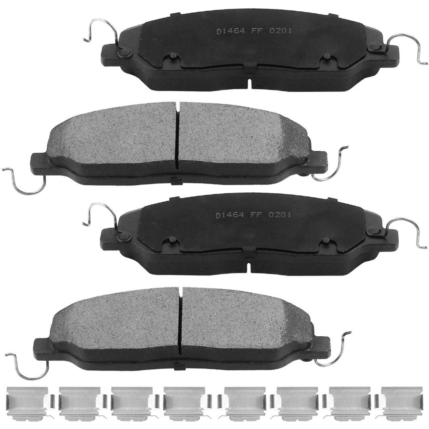 Geekstop Ceramic Front Brake Pads Kit 2011, 2012, 2013, 2014 Ford Mustang 3.7L Only- 4pcs Front Left and Right Sides - All Clips & Included