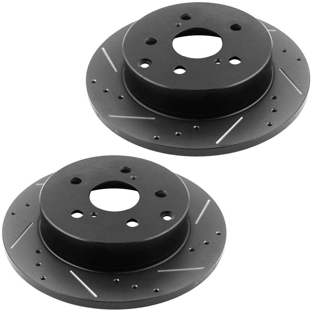 GEEKSTOP Drilled & Slotted Rear Brake Rotors + Ceramic Brake Pads Kit fits for 2010 - 2012 Lexus Hs250H, 2006 - 2018 Toyota Rav4 - 281.1mm Soild Rear Brake Discs - Aimco 31443, D1212