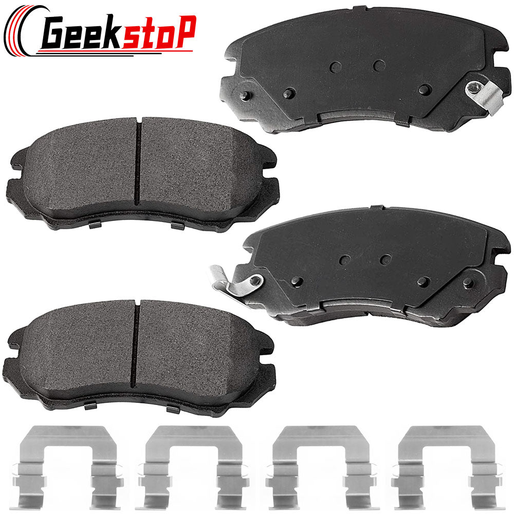 Geekstop Ceramic Front Brake Pads Kit 2007-2010 Hyundai Elantra, 2003-2005 Hyundai Sonata, 2006-2010 Hyundai Sonata, 2003-2010 Kia Optima, 2005-2010 Kia Sportage - 4pcs