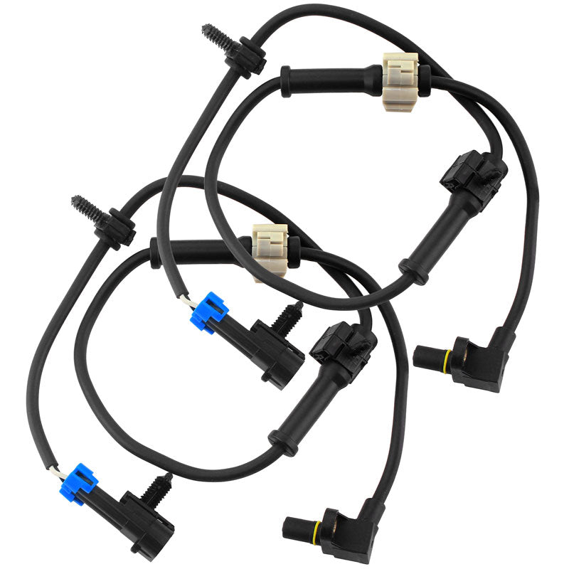 two ABS wheel speed sensors with wiring and connectors.