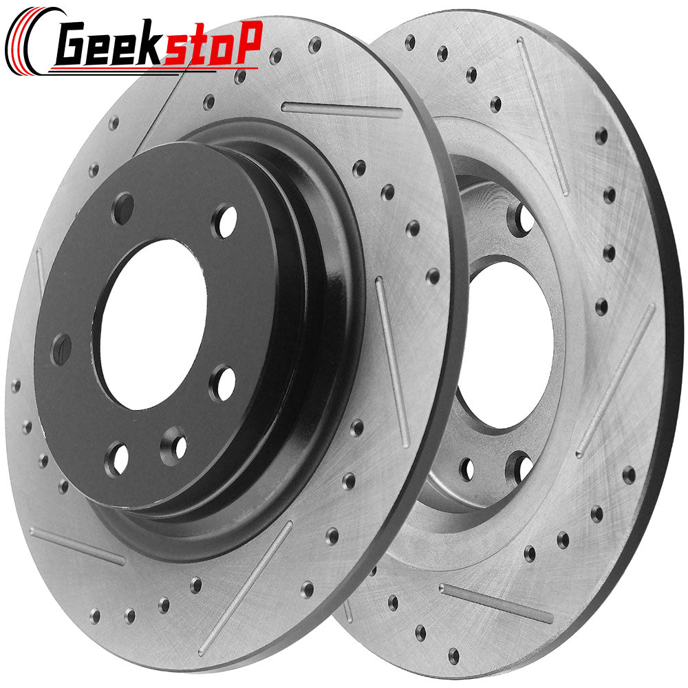 Chevy Impala Buick Allure LaCrosse Pontiac REAR Drilled Brake Rotors