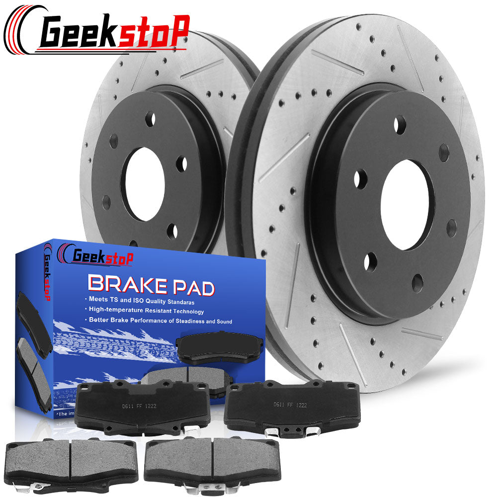TOYOTA TACOMA 4RUNNER Front Drilled Brake Rotors Ceramic Pads