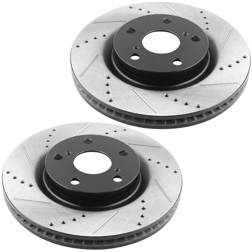 GEEKSTOP Drilled & Slotted Front Brake Rotors fits for Replacement for Toyota Camry 2007 - 2017, Toyota Avalon 2008 - 2018, Toyota Rav4 2006 - 2018 (1st Digit of Vin is J), Lexus ES350 2007 - 2018