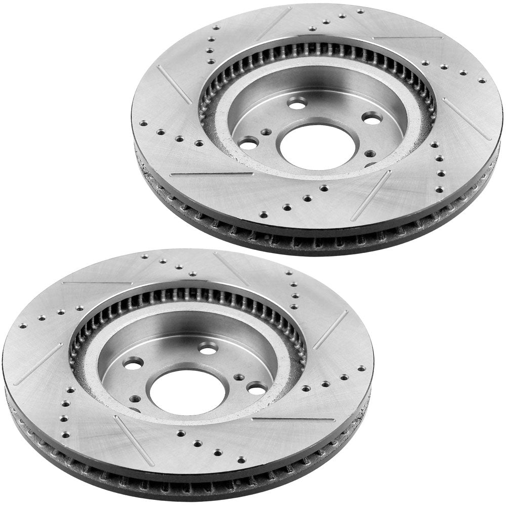GEEKSTOP Drilled & Slotted Front Brake Rotors fits for Replacement for Toyota Camry 2007 - 2017, Toyota Avalon 2008 - 2018, Toyota Rav4 2006 - 2018 (1st Digit of Vin is J), Lexus ES350 2007 - 2018