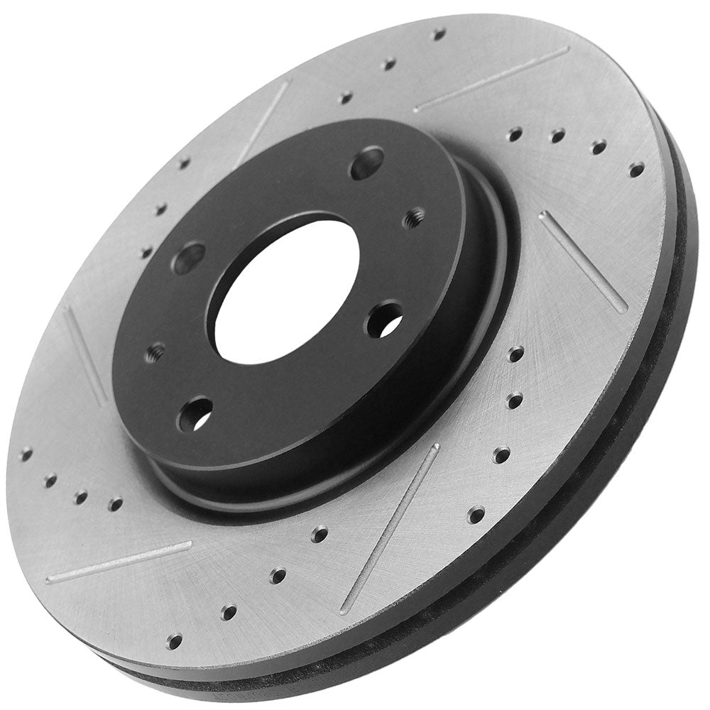 Ford Focus Front Drill Slot Brake Rotors Ceramic Pads