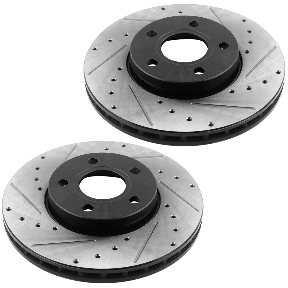 GEEKSTOP Drilled & Slotted Front Brake Rotors fits for Replacement for Ford C-Max Hybrid 2013-2018, Ford Focus 2012, Ford Focus 2013-2018 (Excluding ST and RS Model) - 278mm Front Rotors