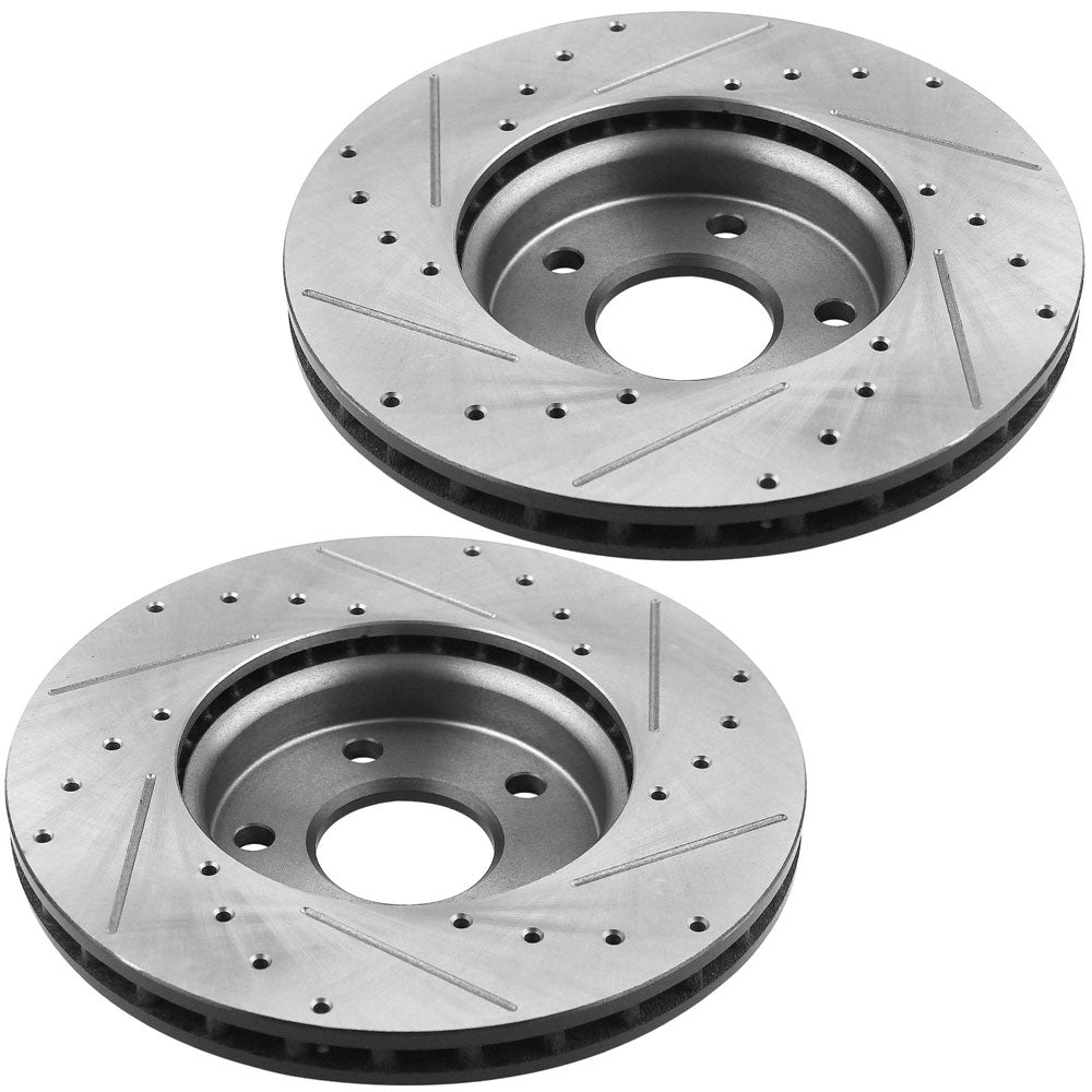 GEEKSTOP Drilled & Slotted Front Brake Rotors fits for Replacement for Ford C-Max Hybrid 2013-2018, Ford Focus 2012, Ford Focus 2013-2018 (Excluding ST and RS Model) - 278mm Front Rotors