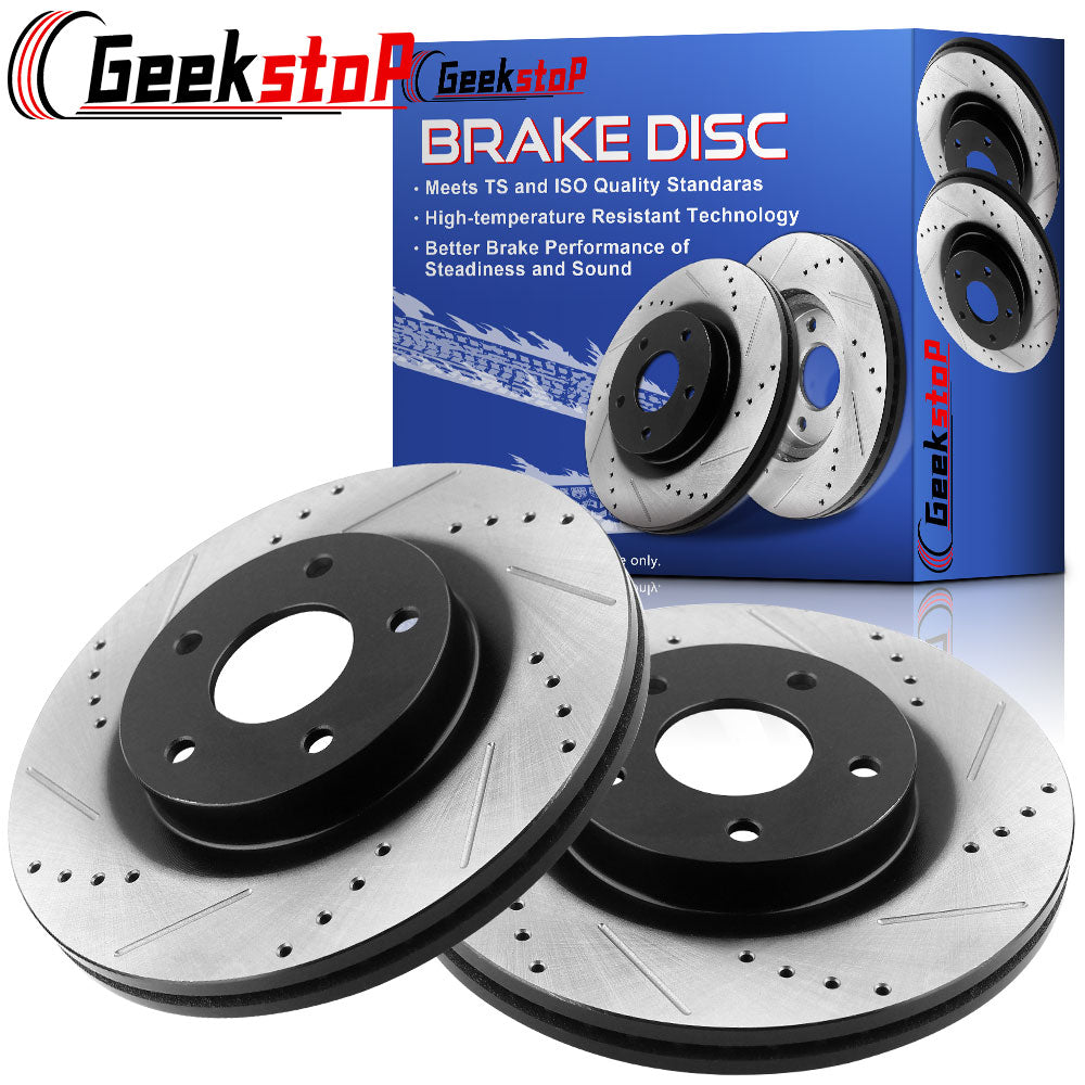 GEEKSTOP Drilled & Slotted Front Brake Rotors fits for Replacement for 2008 - 2012 Ford Escape (AWD), 2005 - 2006 Mazda Tribute (4-Wheel Disc Brakes), 2008 - 2011 Mercury Mariner (AWD)