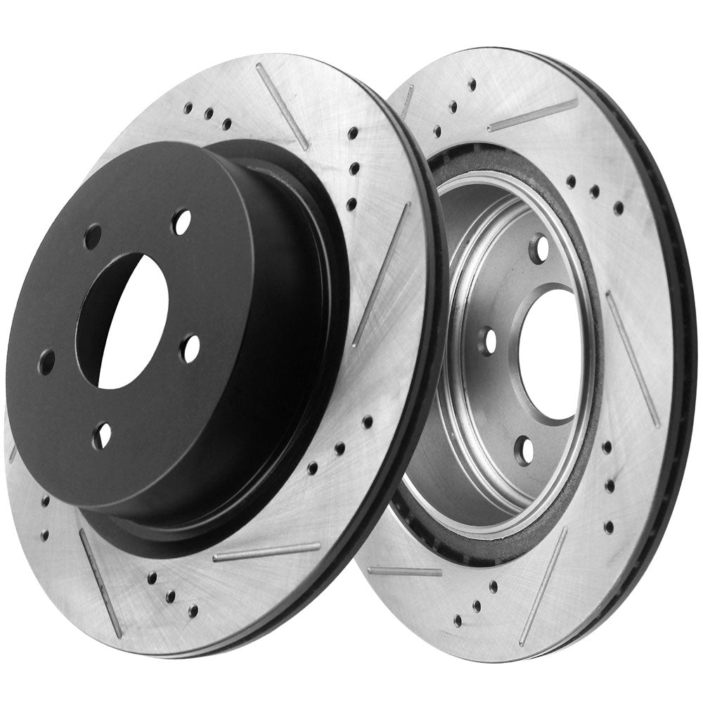Geekstop Drilled & Slotted Front Brake Rotors + Ceramic Brake Pads Kit 1999-2006 Jeep Wrangler,1999-2001 Jeep Cherokee