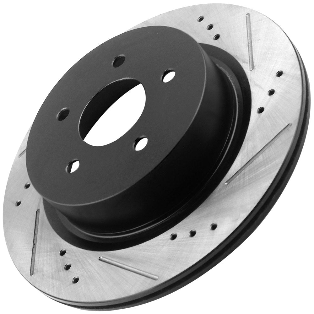 Geekstop Drilled & Slotted Front Brake Rotors + Ceramic Brake Pads Kit 1999-2006 Jeep Wrangler,1999-2001 Jeep Cherokee