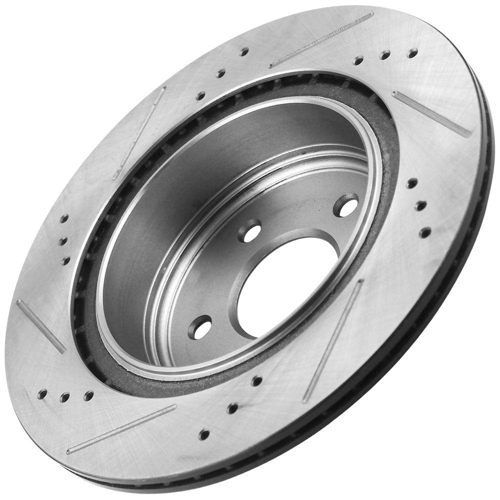 Geekstop Drilled & Slotted Front Brake Rotors + Ceramic Brake Pads Kit 1999-2006 Jeep Wrangler,1999-2001 Jeep Cherokee