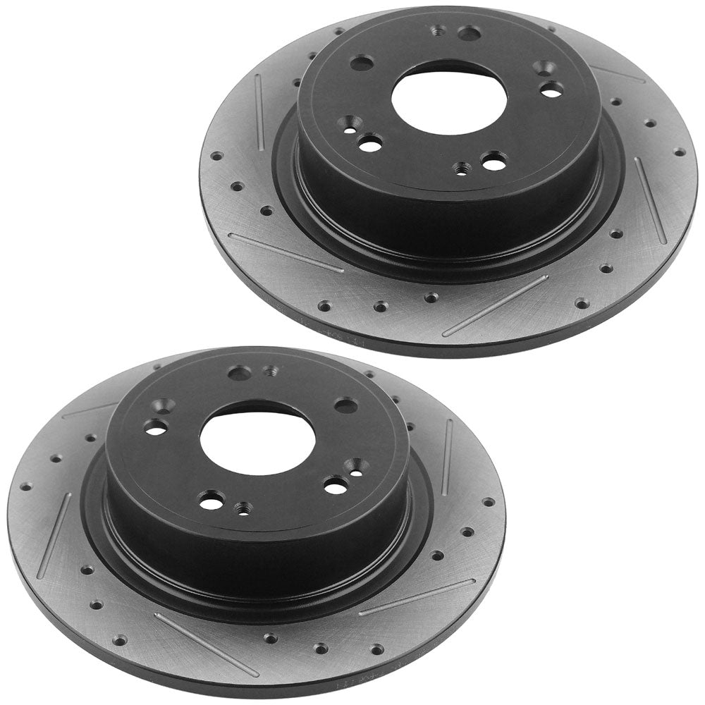 Acura RDX Rear Drilled Slotted Disc Brake Rotors Ceramic Pads