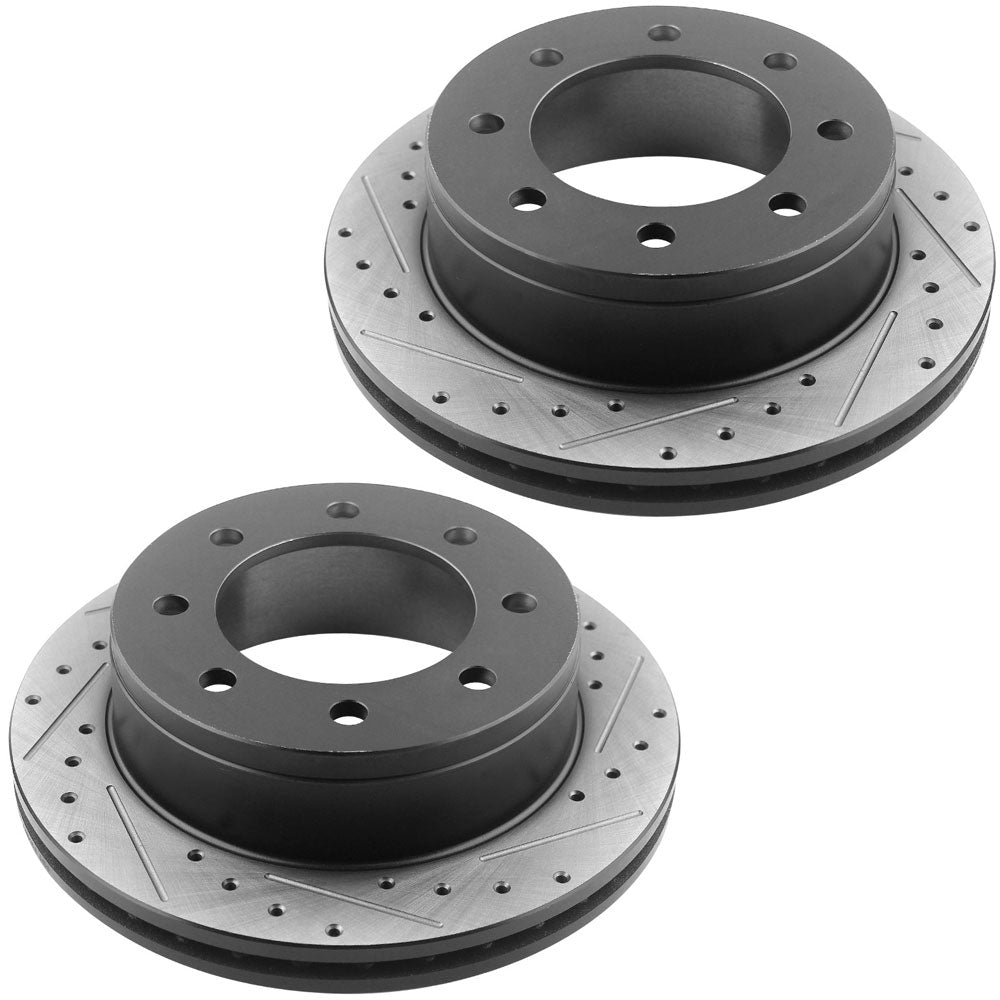 GEEKSTOP Drilled & Slotted Rear Brake Rotors fits for Replacement for Chevrolet Avalanche 2500 2002 - 2006, Chevrolet Silverado 1500, GMC Sierra 1500 2004, GMC Yukon XL 2500 2000 - 2005