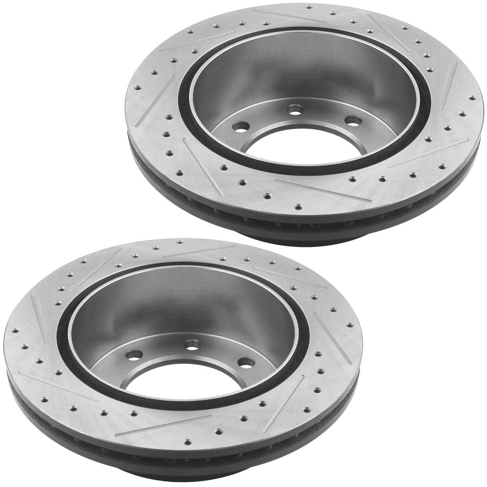 GEEKSTOP Drilled & Slotted Rear Brake Rotors fits for Replacement for Chevrolet Avalanche 2500 2002 - 2006, Chevrolet Silverado 1500, GMC Sierra 1500 2004, GMC Yukon XL 2500 2000 - 2005
