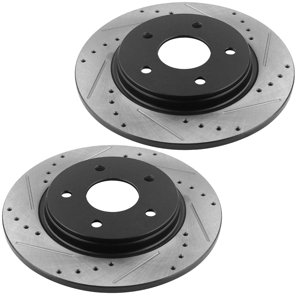 GEEKSTOP Drilled & Slotted Rear Brake Rotors fits for Replacement for 2008-2016 Chrysler Town & Country, 2008-2016 Dodge Grand Caravan, 09-13 Dodge Journey, 2012-15 Ram C/V, 2009-2014 Volkwagen Routan