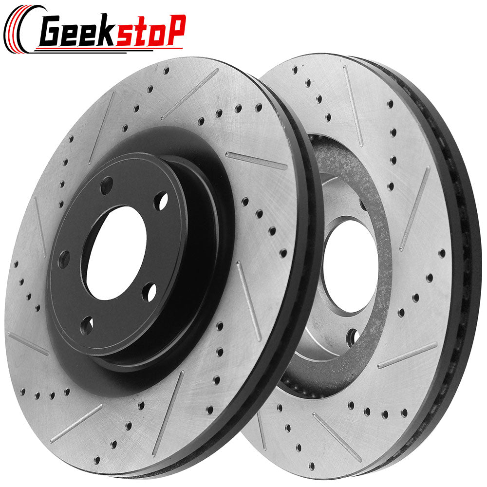 GEEKSTOP Drilled & Slotted Front Brake Rotors fits for Replacement for 2007 - 2008 Ford Edge (AWD), 2010 - 2014 Ford Edge, 2007 - 2009 Lincoln MKX (AWD), 2010 - 2015 Lincoln MKX