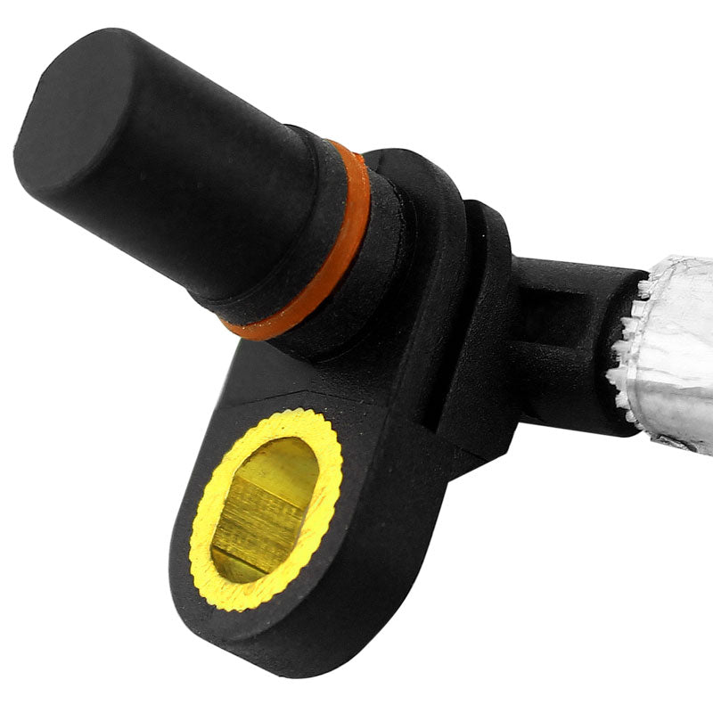 Automotive crankshaft position sensor with yellow and orange markings.