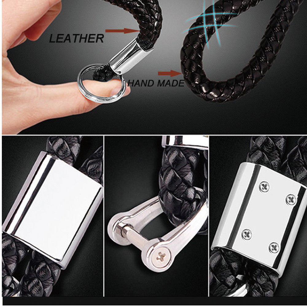 Toyota Logo Keychain Black Calf Leather Alloy Decoration