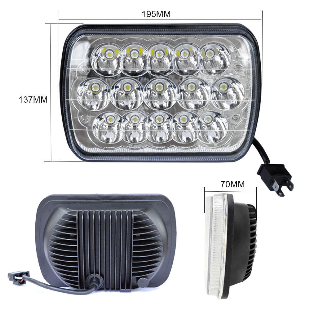 DUAL 7x6 5X7 LED HEADLIGHT LIGHT BULB CRYSTAL SEALED BEAM HEADLAMP 4500LM Pair - AFA-Motors