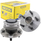 MOOG wheel hub assembly and bearing set, two angles shown, yellow branded box, automotive replacement part.

