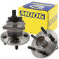 MOOG wheel hub assemblies, front and back view, with ABS sensor, precision fit, durable, shown with yellow MOOG box.

