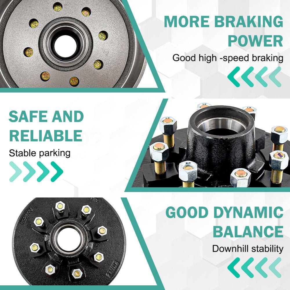 12" Electric Trailer Brake Kit 8-6.5" Hub Drum for 7000lbs Axle