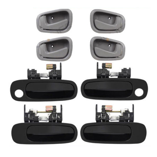 Set of 8 PCS Exterior &Interior Door Handle Black/Gray for 98-02 TOYOTA COROLLA - AFA-Motors