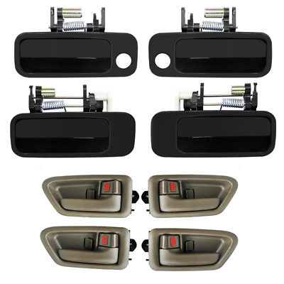 4 Tan Inside 4 Black Outside Door Handle Set DHTOBK206FLFR207LR for Toyota Camry 1997-2001 - AFA-Motors