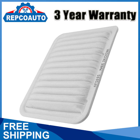 REPCOAUTO AF5655 engine air filter with pleated media, 3-warranty coverage, free shipping promotional packaging.

