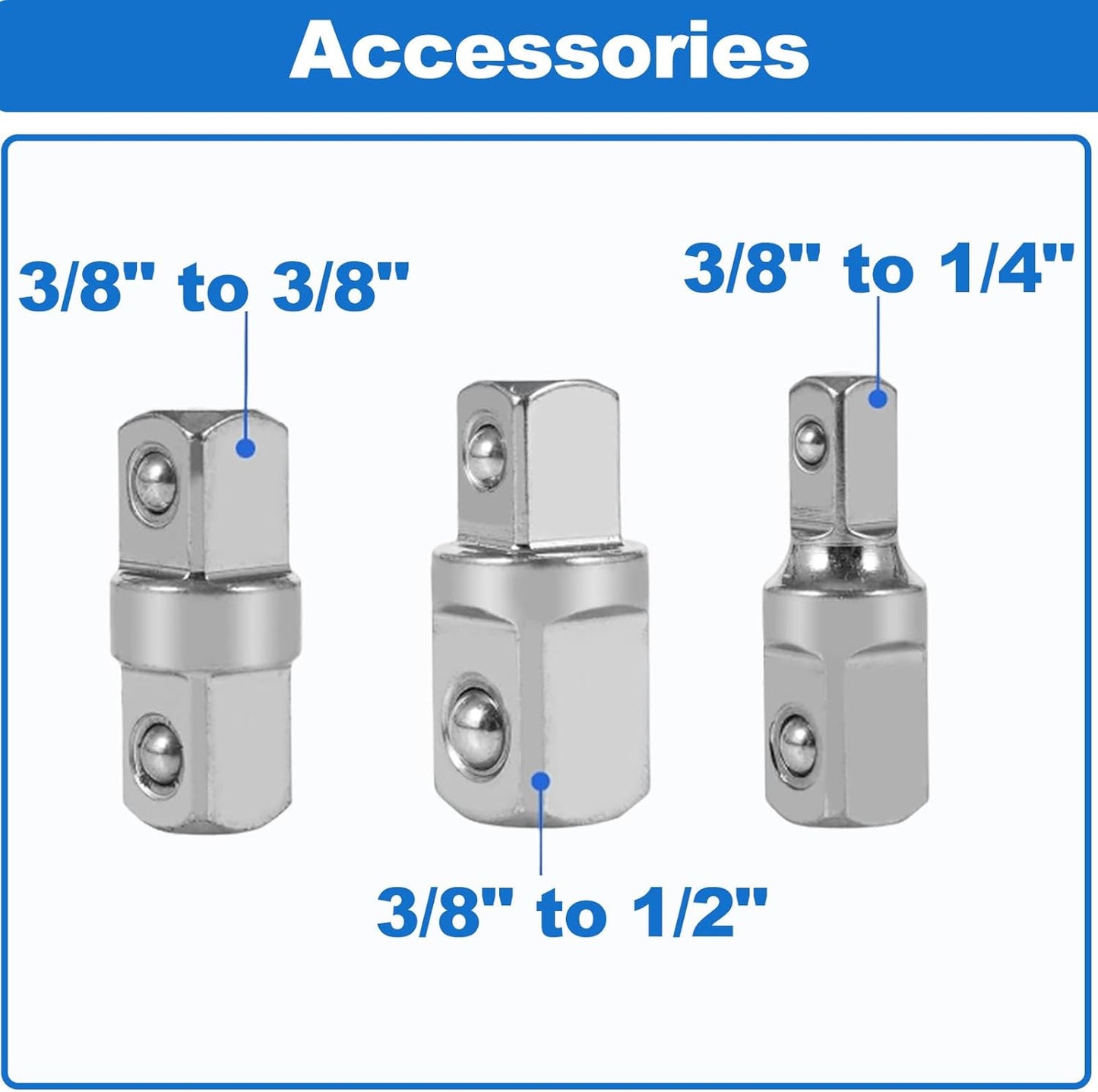 15" Impact Offset Extension Wrench Set 1/4", 3/8", 1/2" Drive Adapters