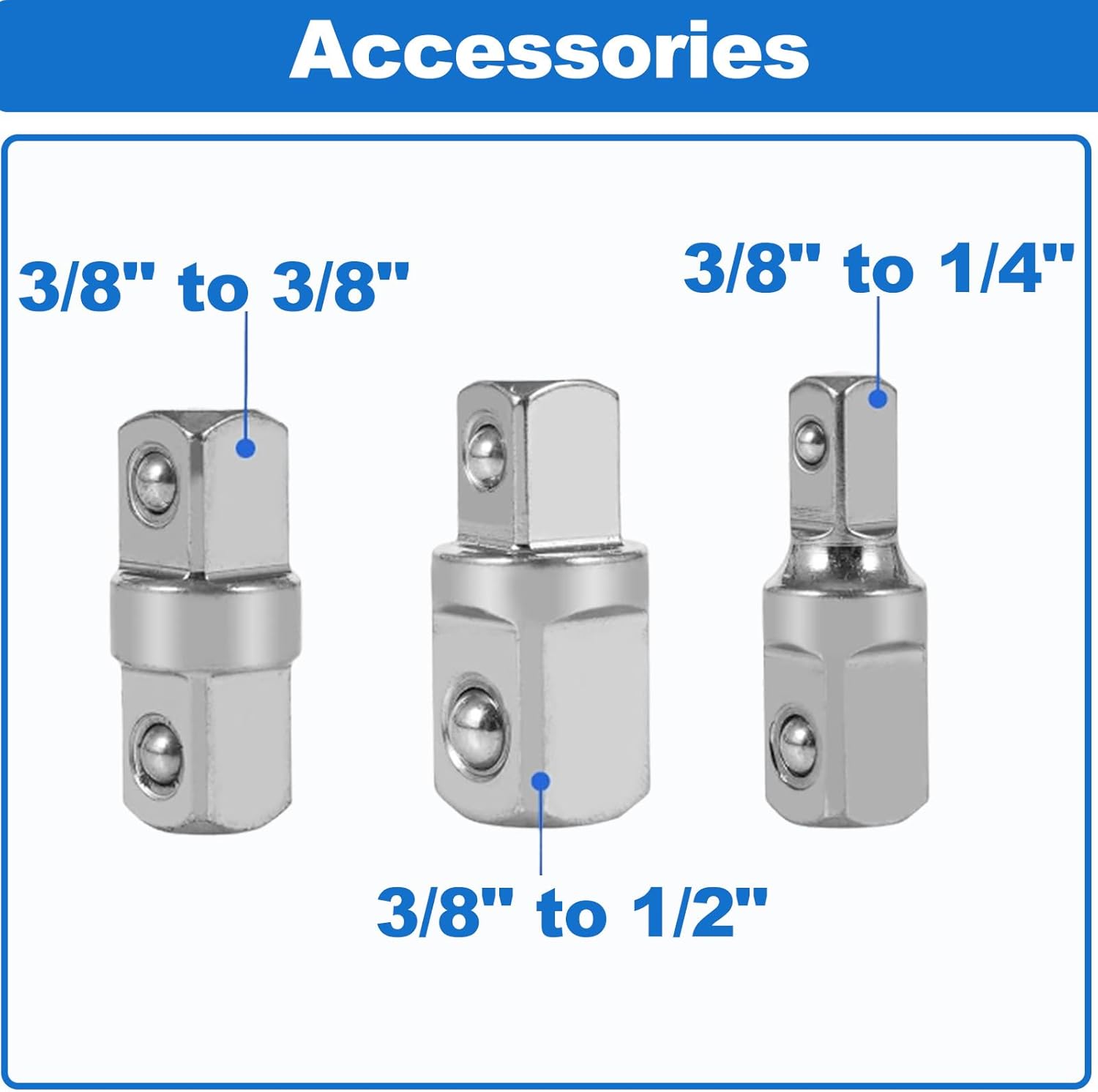 15" Impact Offset Extension Wrench Set 1/4", 3/8", 1/2" Drive Adapters