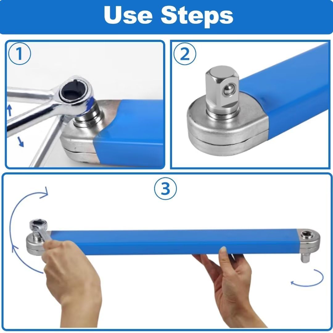 15" Impact Offset Extension Wrench Set 1/4", 3/8", 1/2" Drive Adapters