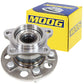 MOOG wheel hub assembly, high-strength steel, precise fit, corrosion resistant, shown with branded yellow MOOG box.


