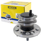 MOOG wheel hub assembly with ABS sensor, precision fit, durable, shown with branded yellow box and "The Problem Solver" slogan.

