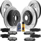 Front & Rear Drilled & Slotted Disc Brake Rotors + Ceramic Pads + Cleaner & Fluid Fits for 2013-2018 Lexus ES300h/ES350, 2013-2018 Toyota Avalon, 2012 - 2017 Toyota Camry