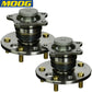 Pair of MOOG wheel hub assemblies with integrated ABS sensor gear, corrosion-resistant, heavy-duty construction, easy installation, ensures smooth and reliable vehicle performance.
