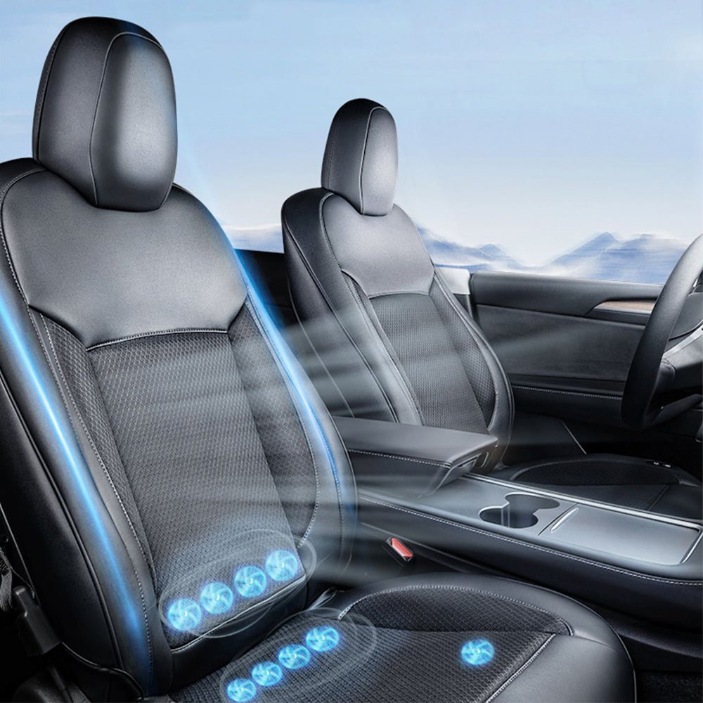 2017 - 2023.09 Model 3 Ventilated Cooling Seat Cover + Smart Voice Control Electric Retractable Sunshade Combo – Premium Car Cooling & Sun Protection Accessories