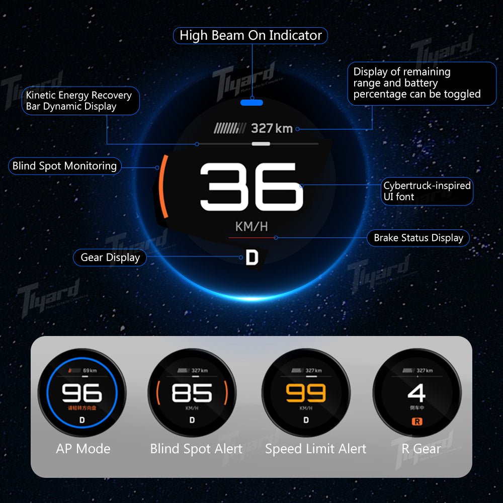 2026 Model Y Juniper Wireless Magnetic Speedometer - OLED Smart Dashboard Display for Model 3 & Y