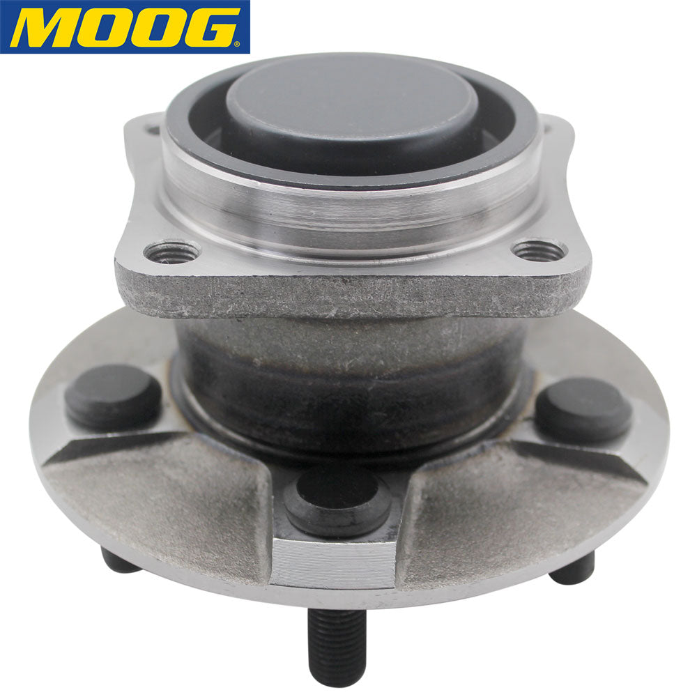 MOOG wheel hub assembly and bearing, yellow branded box, automotive replacement part.


