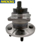 MOOG wheel hub assembly with ABS sensor, precision fit, durable, easy to install, shown with signature yellow MOOG box.

