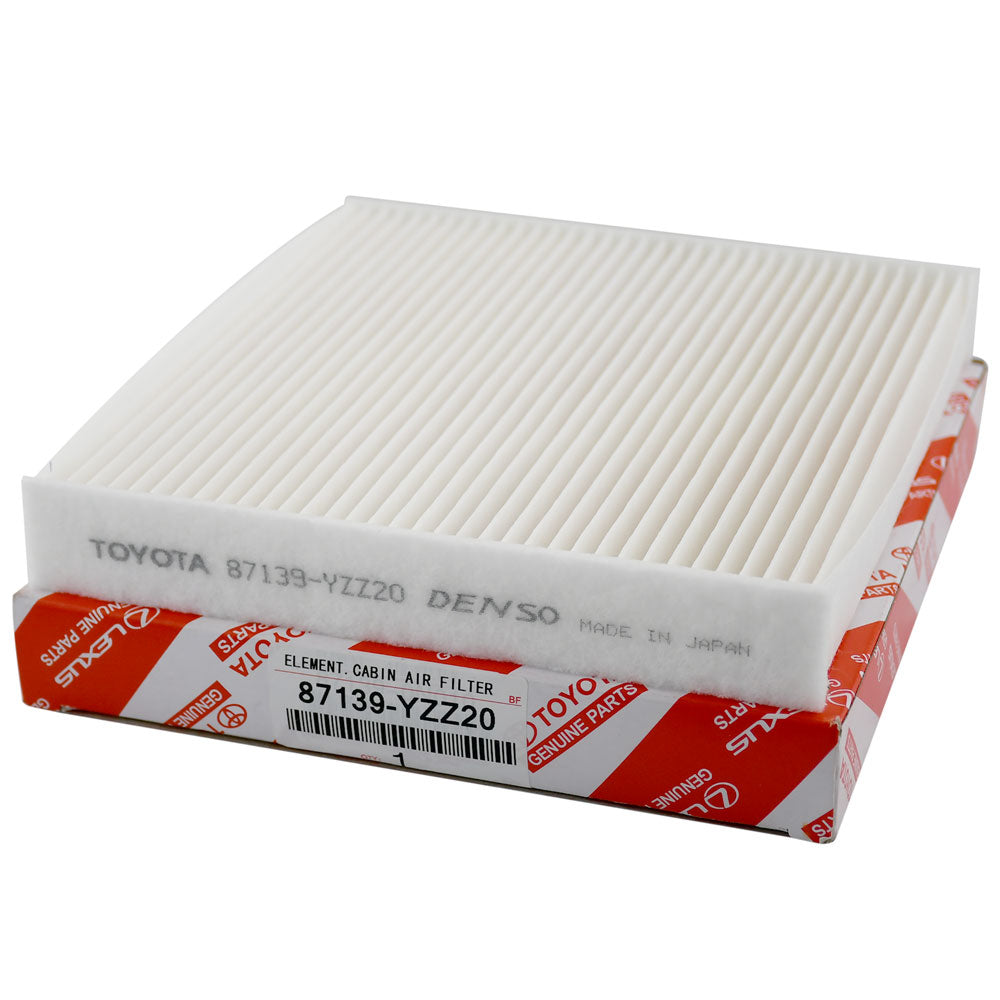 Toyota cabin air filter 87139-YZZ20 by Denso, displayed with packaging.