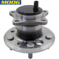 MOOG wheel hub assembly with ABS sensor, precision fit, durable, shown with branded yellow box and "The Problem Solver" slogan.

