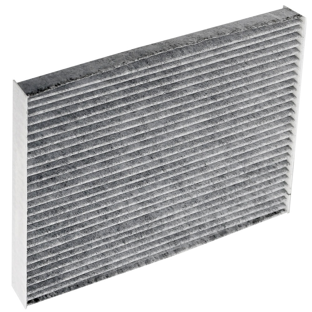 Cabin air filter C36286 with activated carbon pleated media, white frame labeled "MADE IN CHINA AIR FLOW" with directional arrow.

