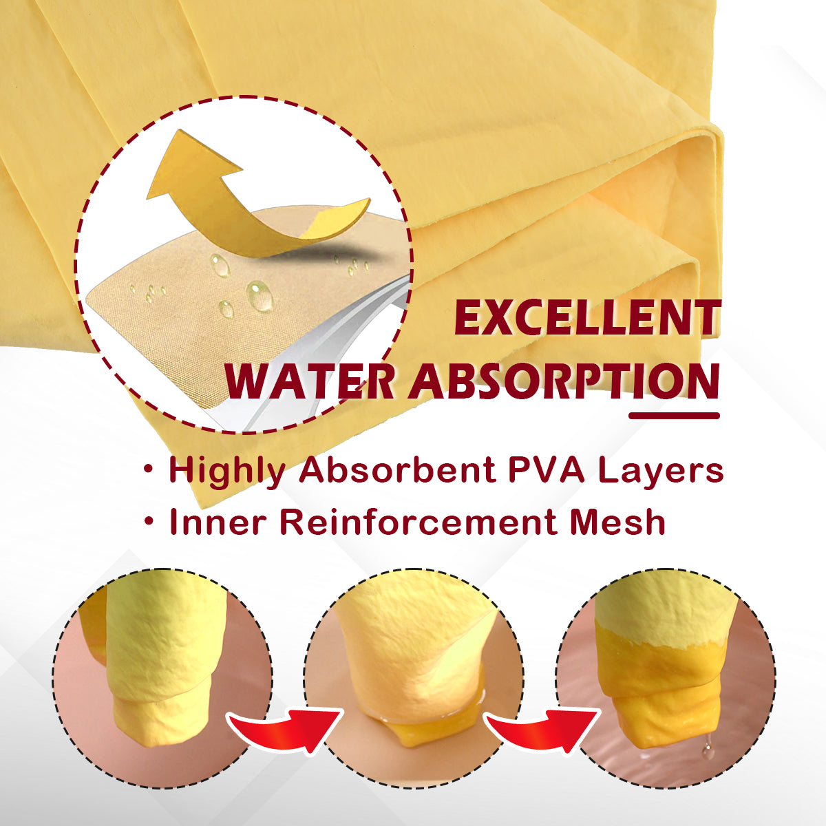 Large 26x17" PVA Chamois Car Drying Towel | Professional